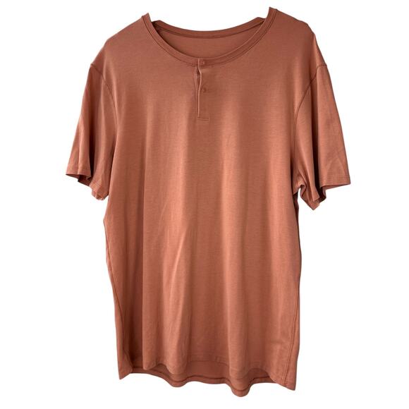 Lululemon 5 Year Basic Short Sleeve Henley Sedona Sunset Stretch Men's L/XL? - Picture 3 of 16
